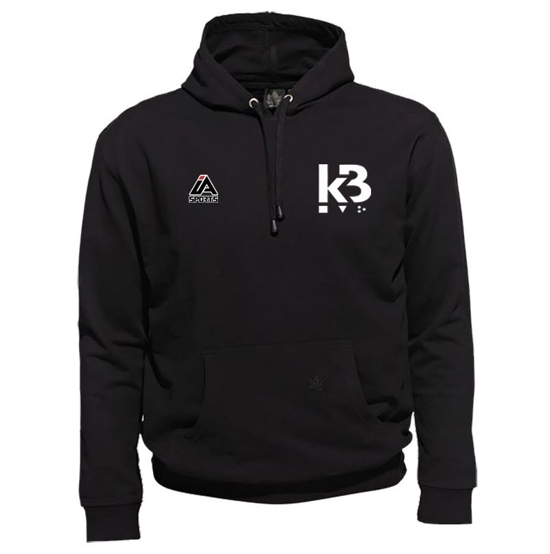 Sweat à capuche personnalisé IA SPORTS — noir avec logo K3