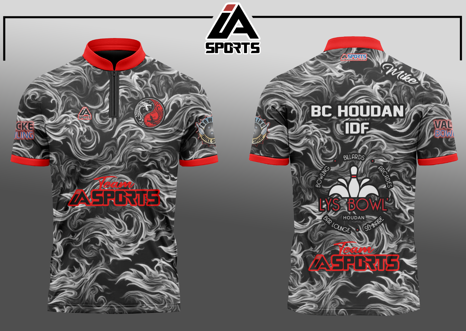 Maillot personnalisé IA SPORTS — design col zippé rouge